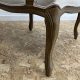 Fauteuil bergère en bois et lin naturel