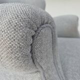 1950s, Danish relax chair by Fritz Hansen, model 1518, grey furniture wool.