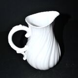 Antique Sarreguemines porcelain pitcher, plain Viennese pattern