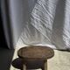 Small stool or small oval side table in solid teak wabi-sabi H24 53