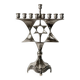 Vintage 1960s silver-plated menorah for Hanukkah, Mid-Century design with rotating Star of David, Judaica decoration, elegant gift idea.