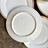 6 flat plates in gold porcelain monogrammed "F"