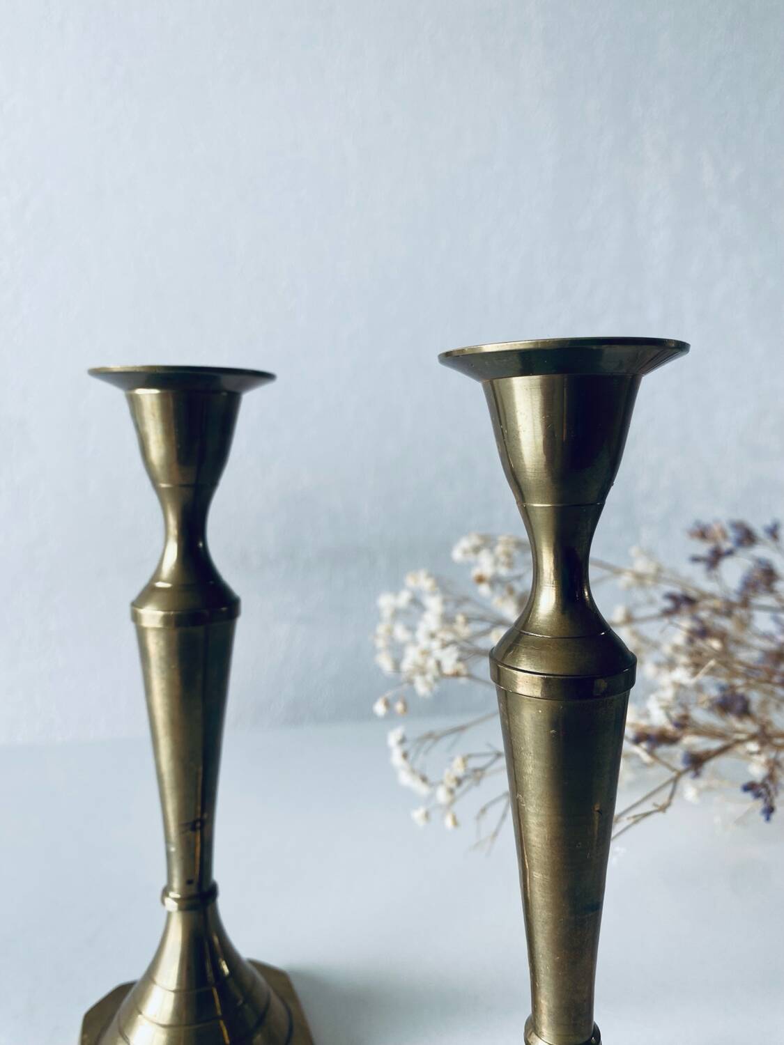 Pair of Indian brass candlesticks