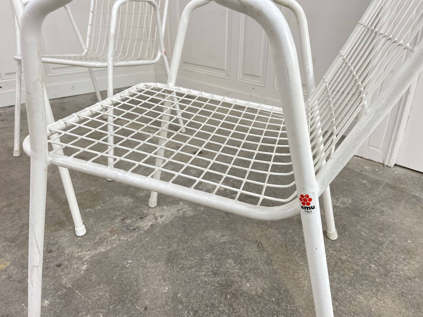 Emu 1970 garden furniture in white lacquered metal