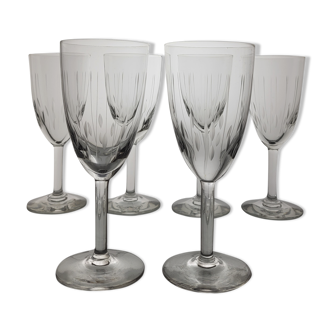 Set of 6 crystal wine glasses