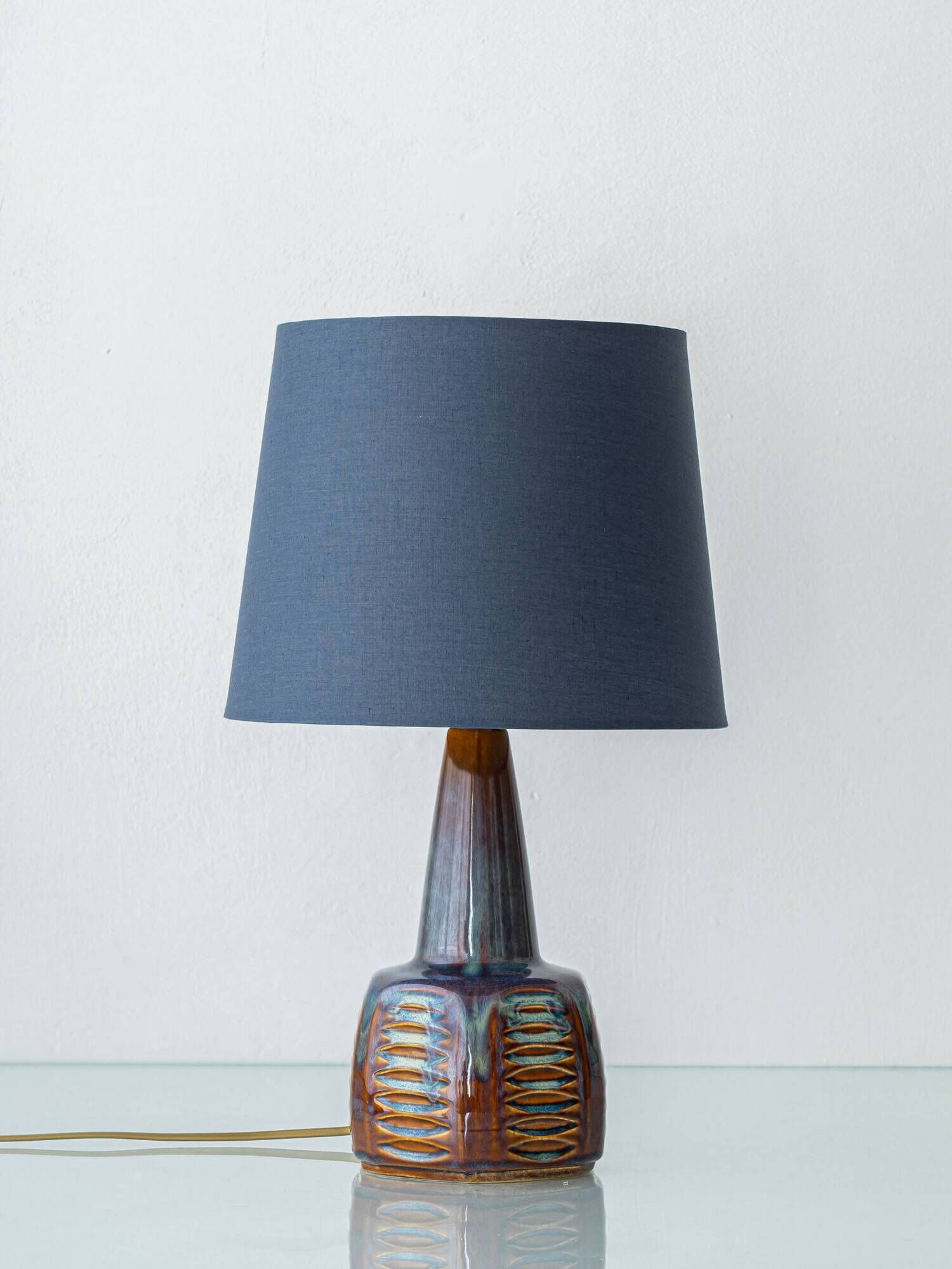 Søholm Danish Modern Stoneware Table Lamp, Brown and Blue Glaze, New Shade