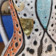 Pichet d'art de hyèvre signé émaux polychrome