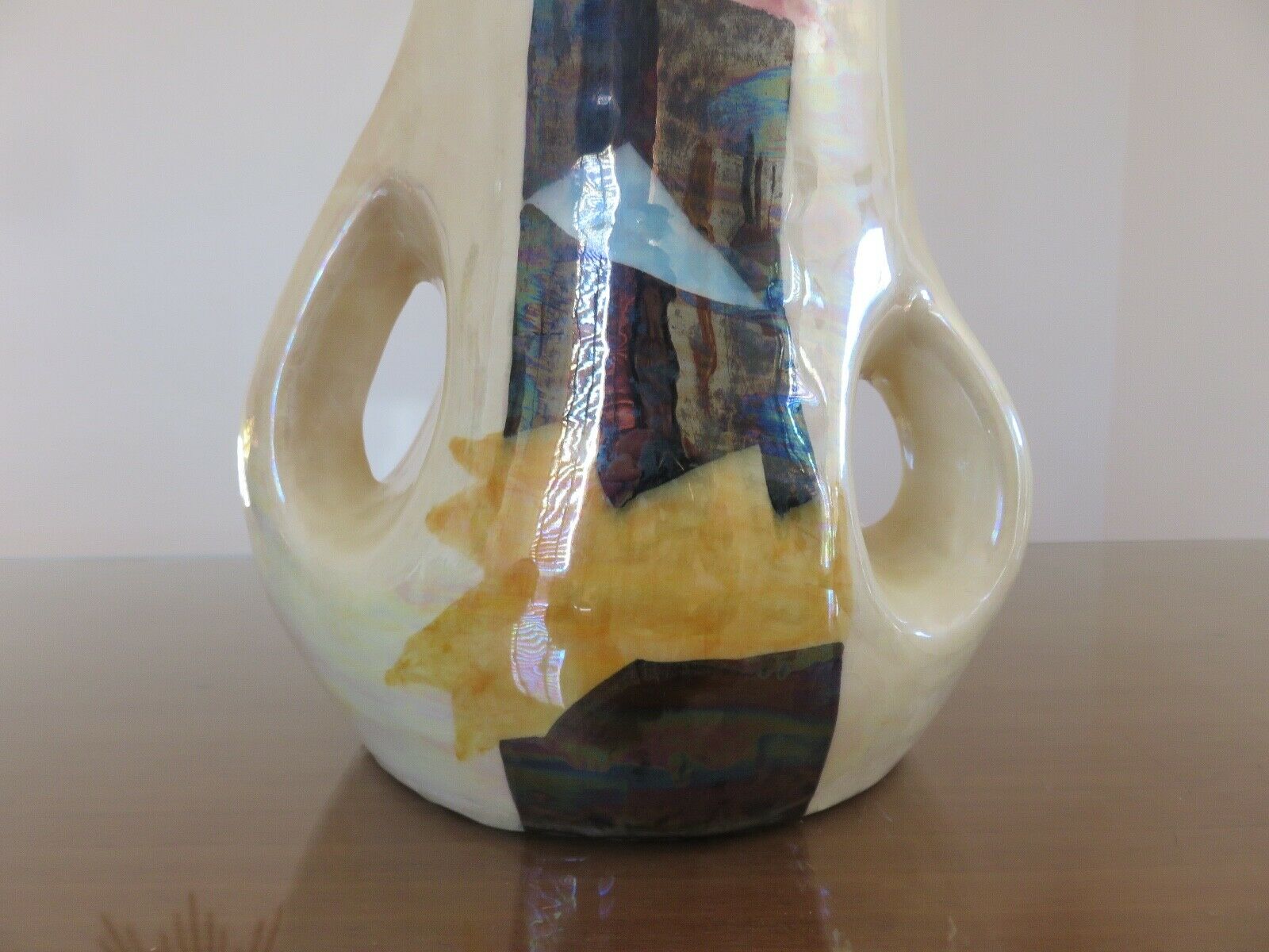 Large free-form vase in iridescent ceramic 60s