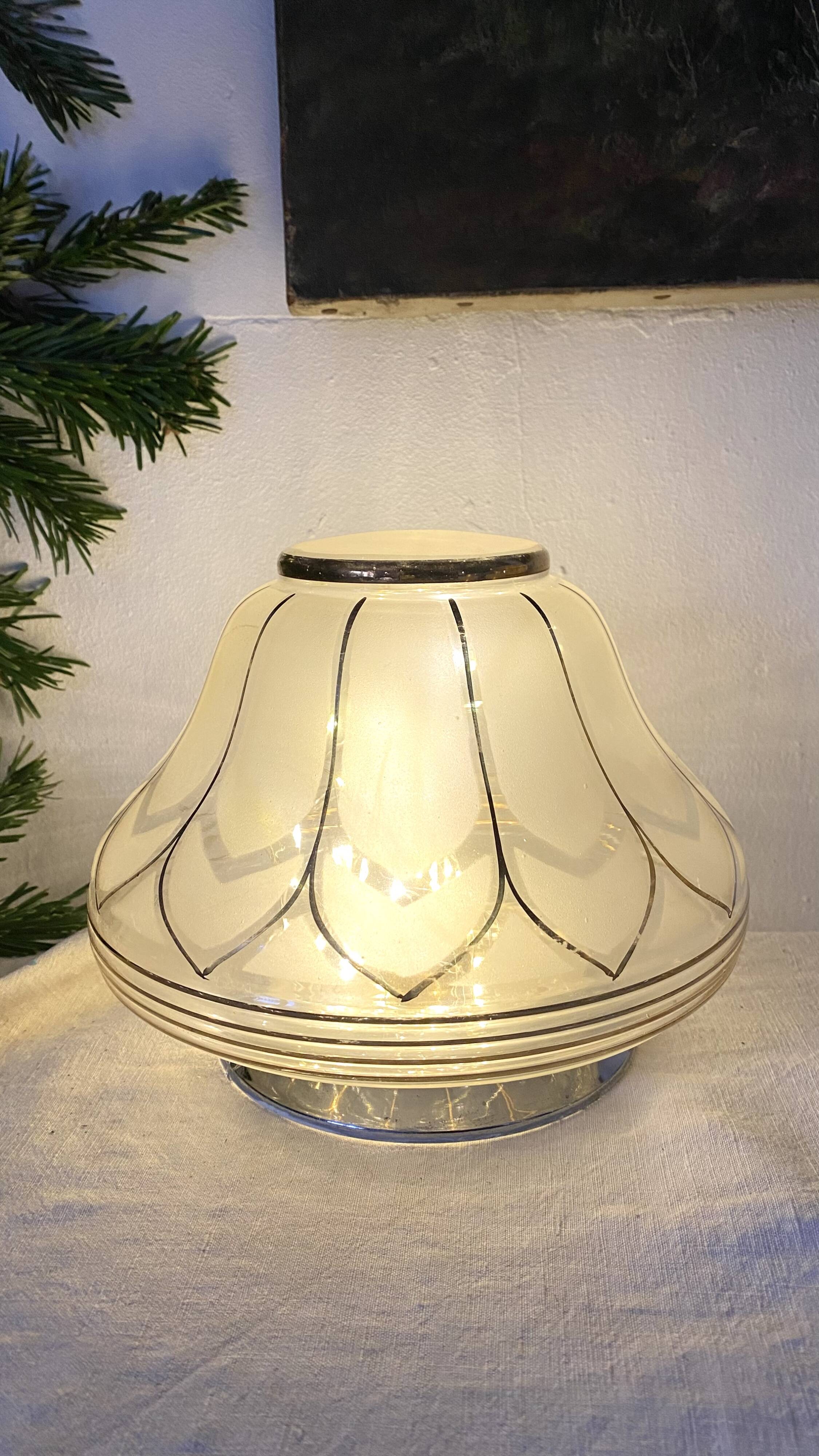 Art Deco ceiling light in frosted glass and gilding