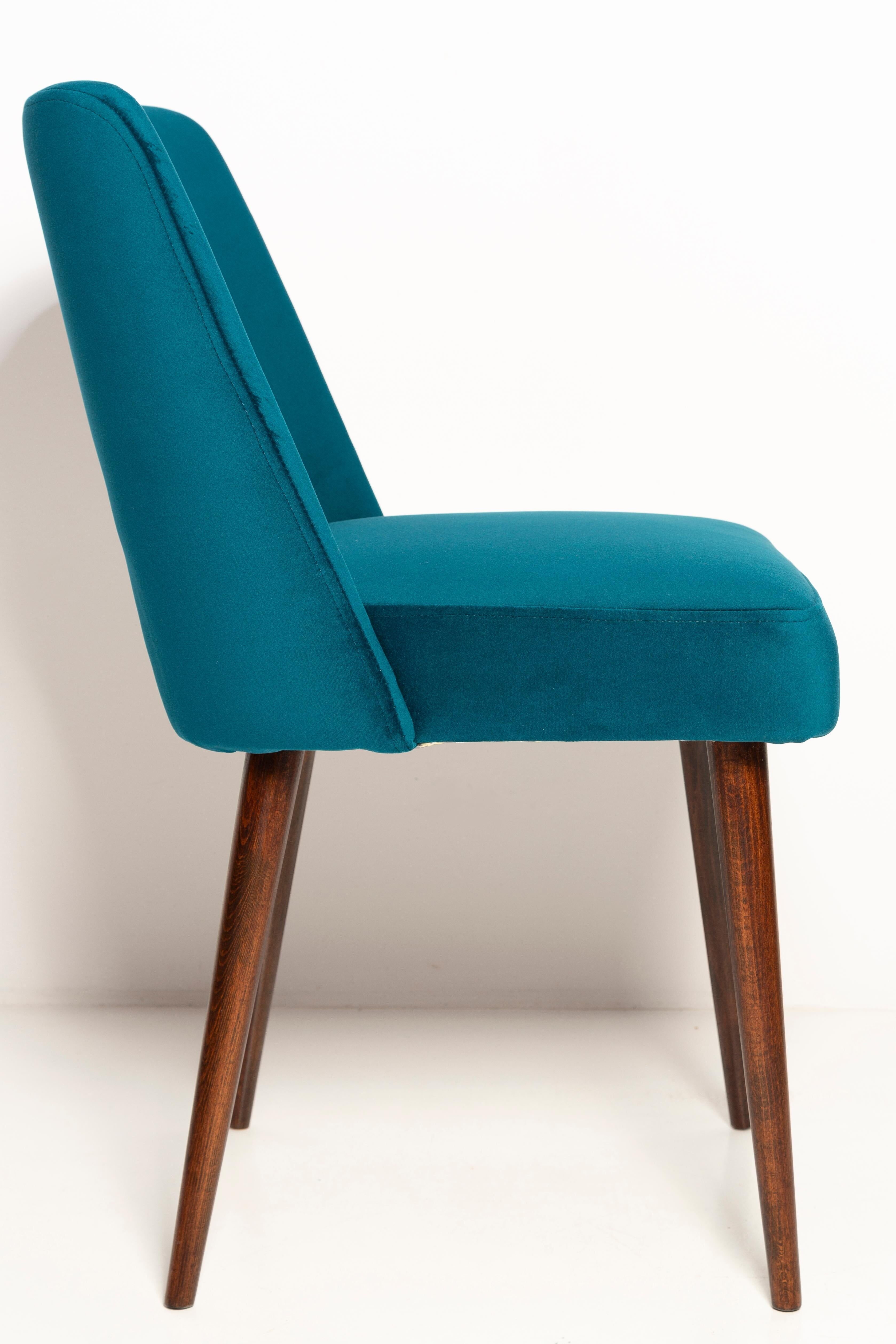 Chaise 'Shell' en Velours Vert Émeraude Milieu du Siècle, Europe, 1960s