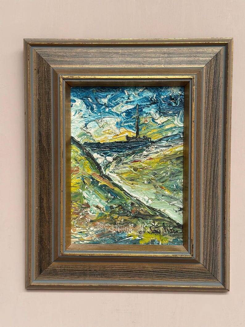 Mid-Century Oil on Panel “View” by Stig Allan,  Signed & Framed– 34 × 28 cm