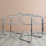 Chrome wire dining chairs by gastone rinaldi, 1970's.