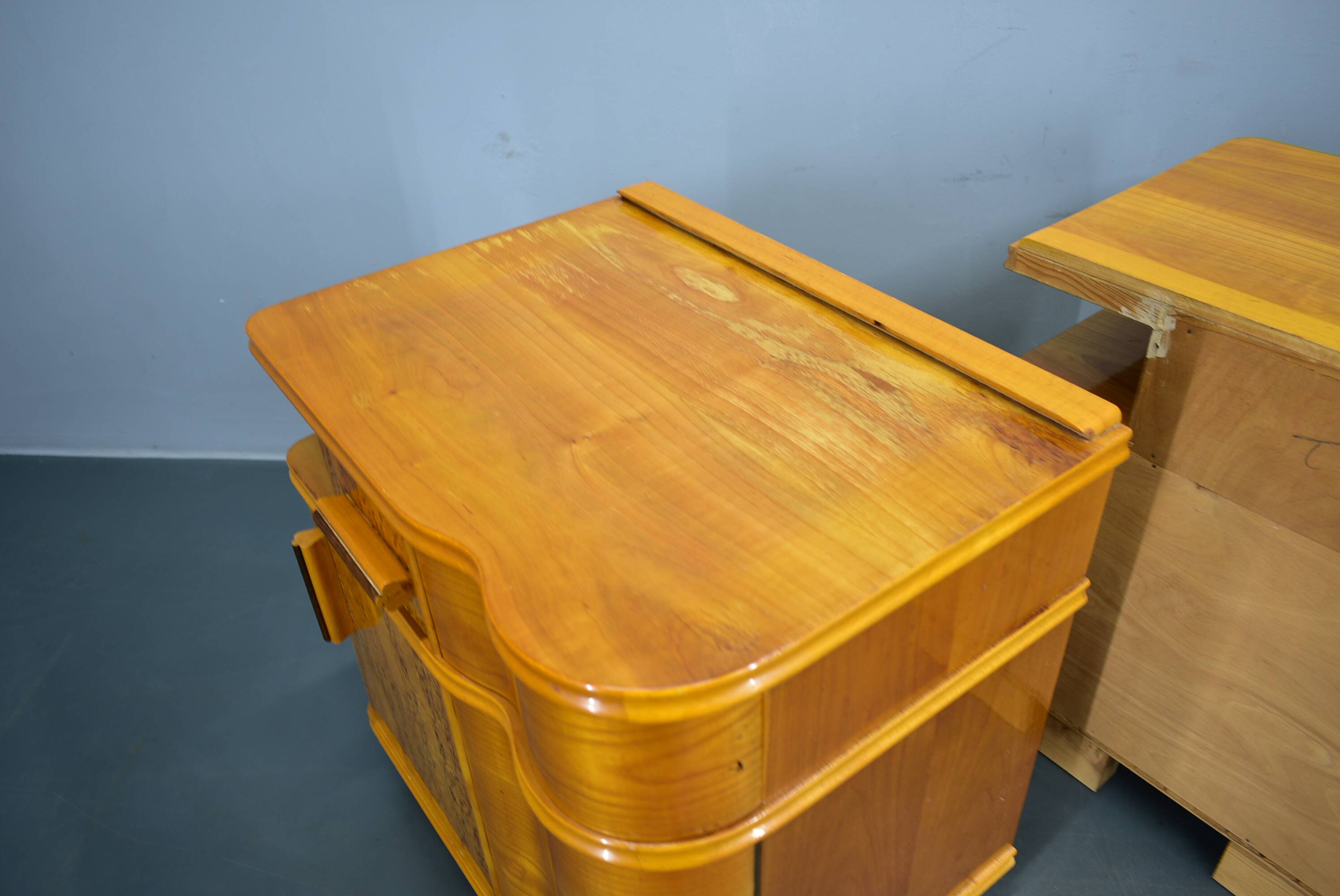 1939s pair of Art Deco bedside tables, Czechoslovakia