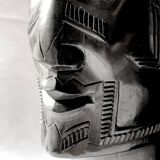 Two large Makonde warrior heads in ebony circa 1940