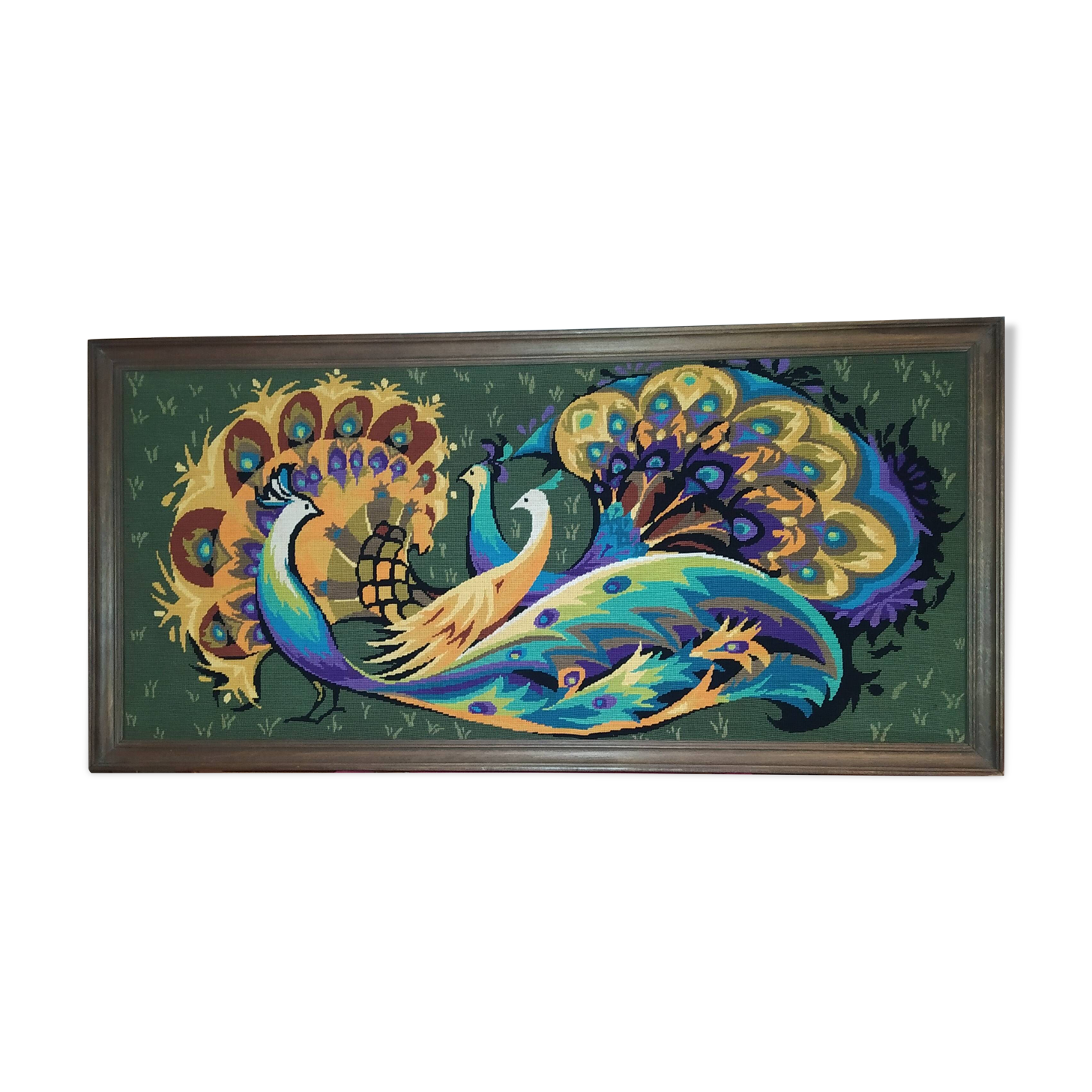 Modernist tapestry 1970 peacocks