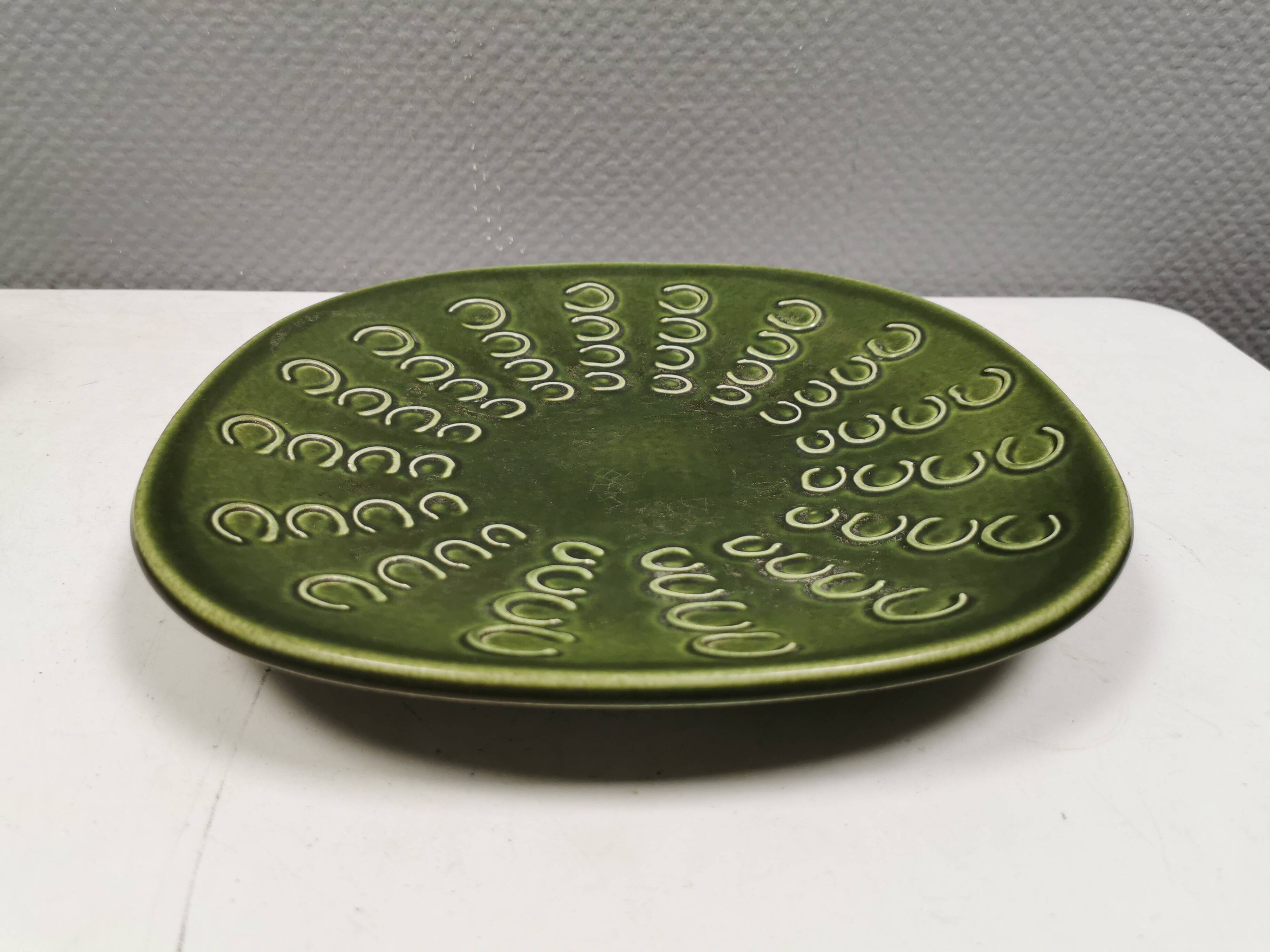 Beautiful large green dish from Danish Knabstrup 1950s