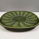 Plat danois en céramique verte par Knabstrup, années 1950