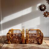 Bamboo rattan fauteuil Lounge chairs Paul Frankl style