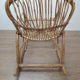 Rotin and bamboo rocking-chair