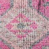 Pink Green Modern Oushak Runner Rug, 89x354Cm