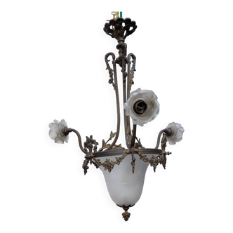 Napoleon iii chandelier in bronze and opaline