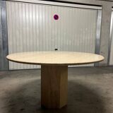 Round travertine dining table, Italy