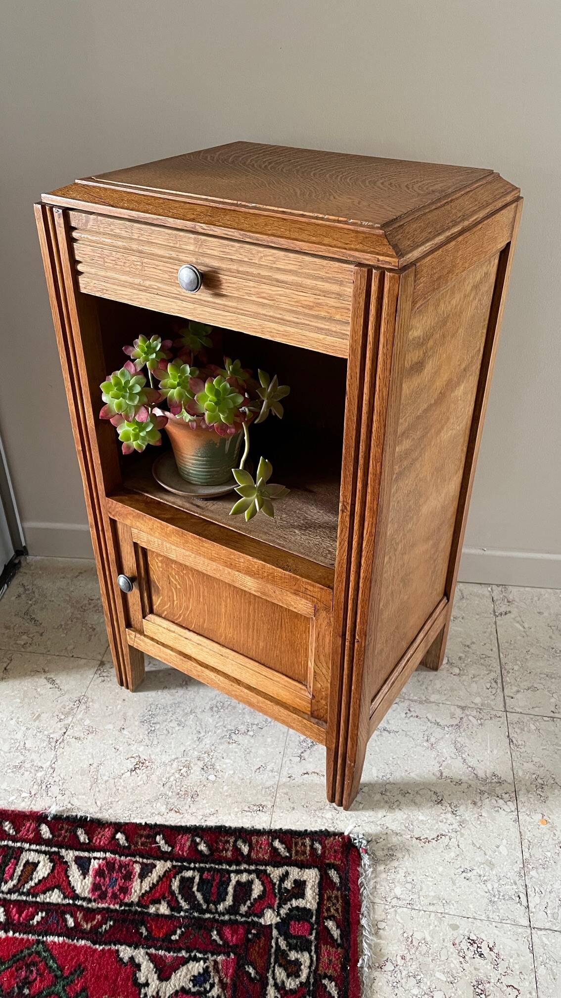 Cube bedside table in oak 1950s