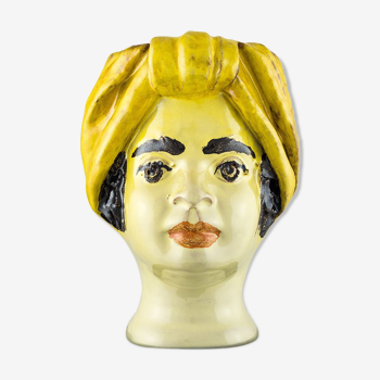 Mini yellow woman head vase