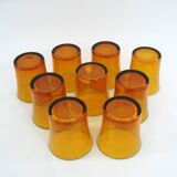 9 Amber Yellow Tempered Glass Cups - Duralex France - Vintage 70s