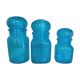 Trio of jars apothecary bottle in blue glass with round cap