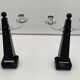 Art Deco Candlesticks in Black Lacquer, Oak & Nickel, Netherlands, 1930s, Set of 2