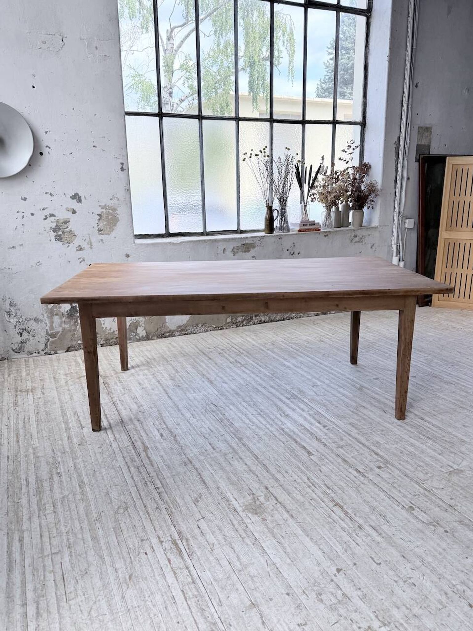 Farm table pitch pine 2 x 1 m from the 1950s