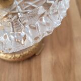 Tray / ashtray on a stand with cherub (glass and gilded metal)