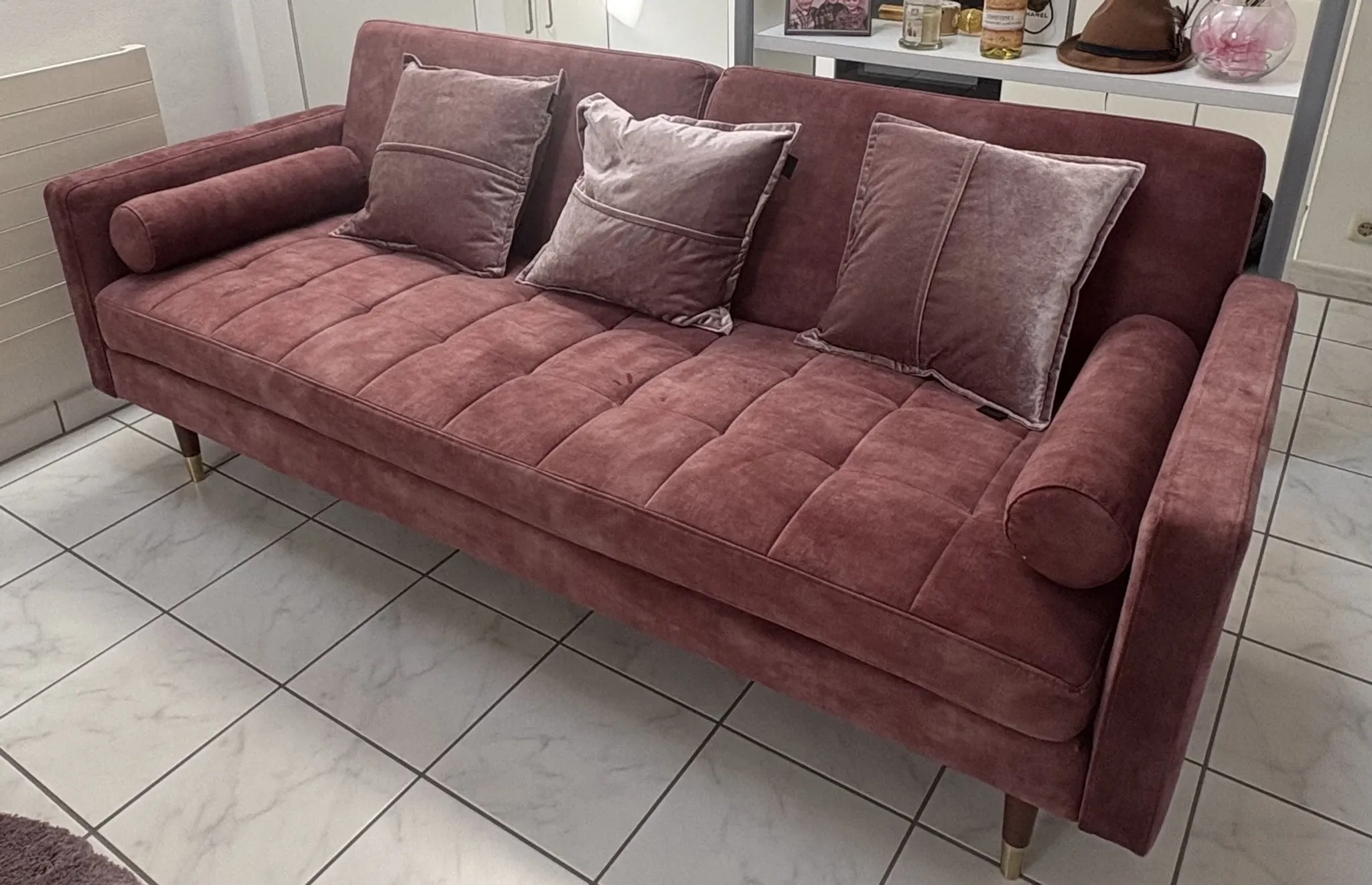 Canapé convertible vintage vieux rose