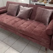 Canapé convertible vintage vieux rose