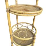 1960s rattan bottle holder rolling table