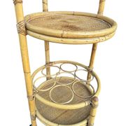1960s rattan bottle holder rolling table