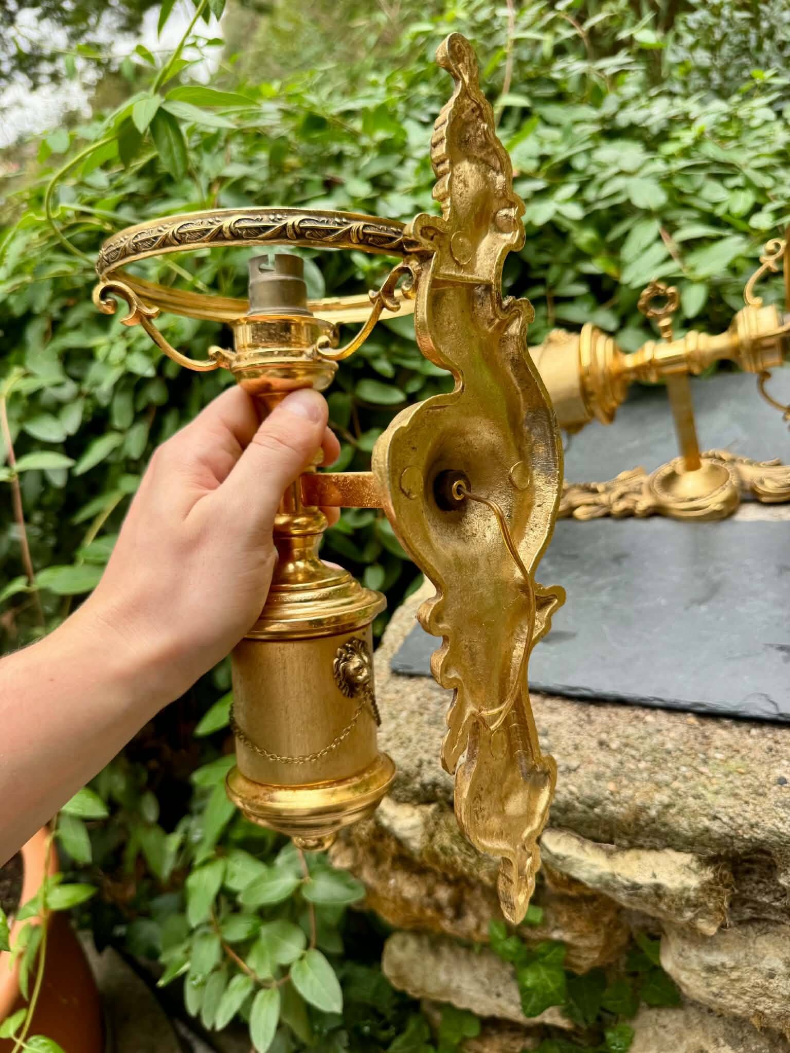 2 wall sconces in brass Empire style
