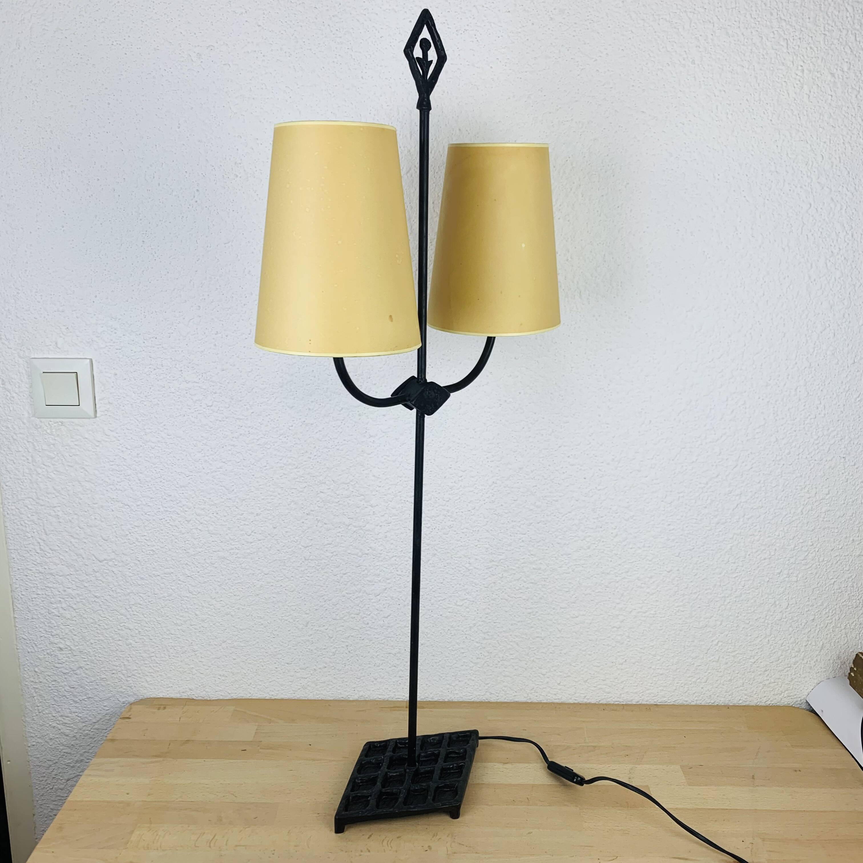 Brutalist lamp from Objet Insolite in metal, vintage