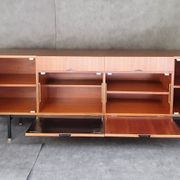 Minimalist mahogany veneer row by Paul Geoffroy 1960s