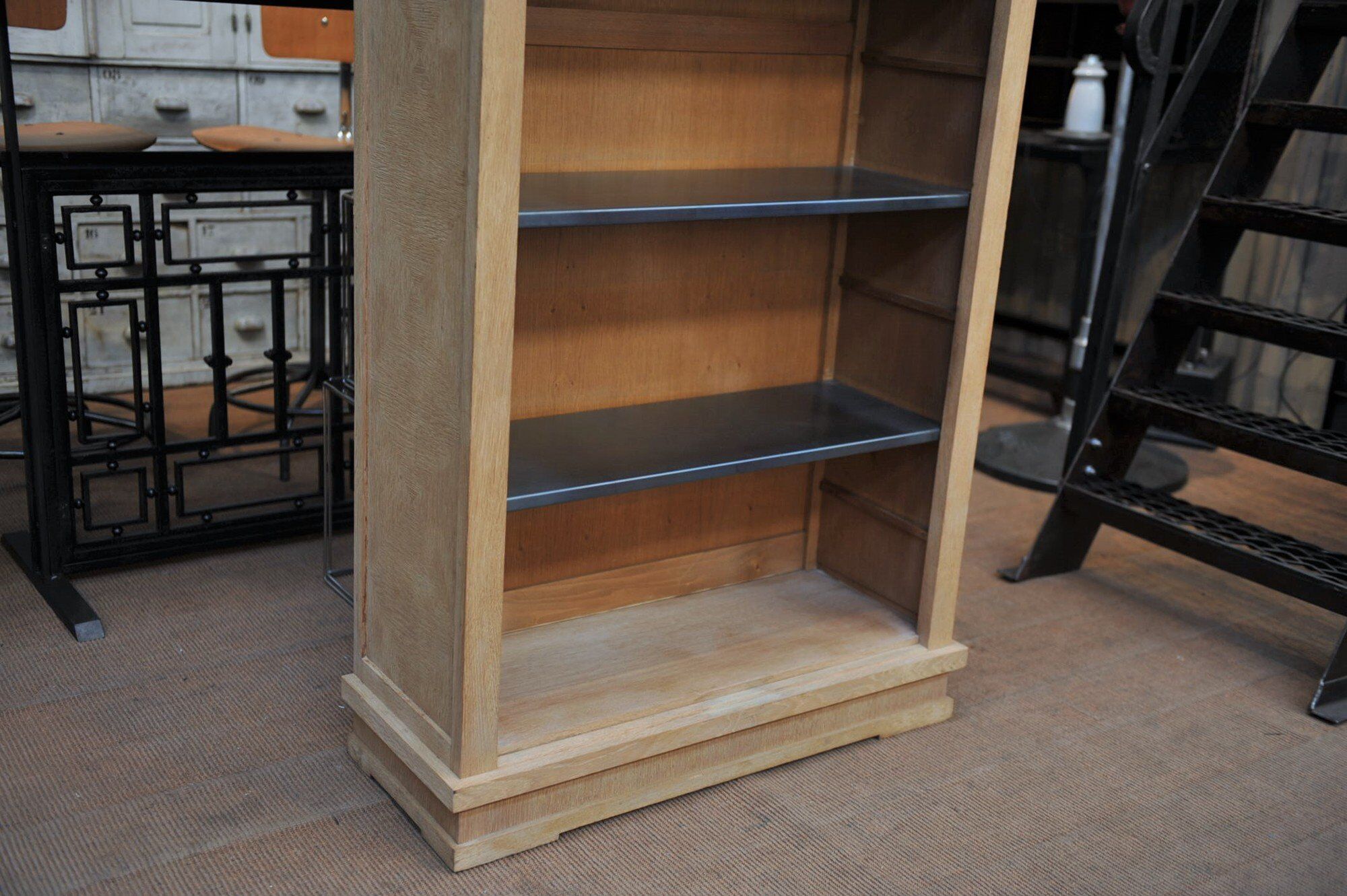 Oak and metal library