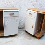 Pair white art deco bedsides