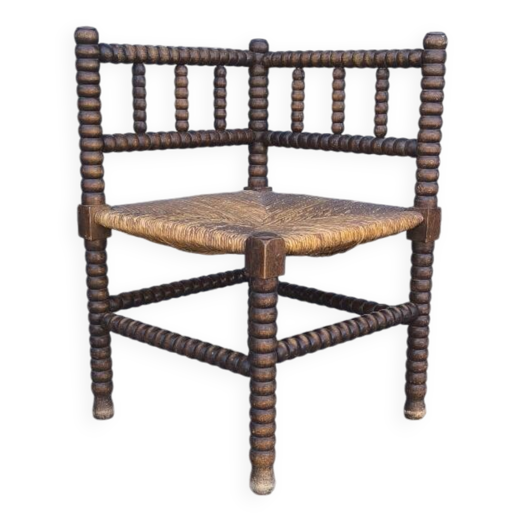 Fauteuil coin du feu en bois tourné début xx ème