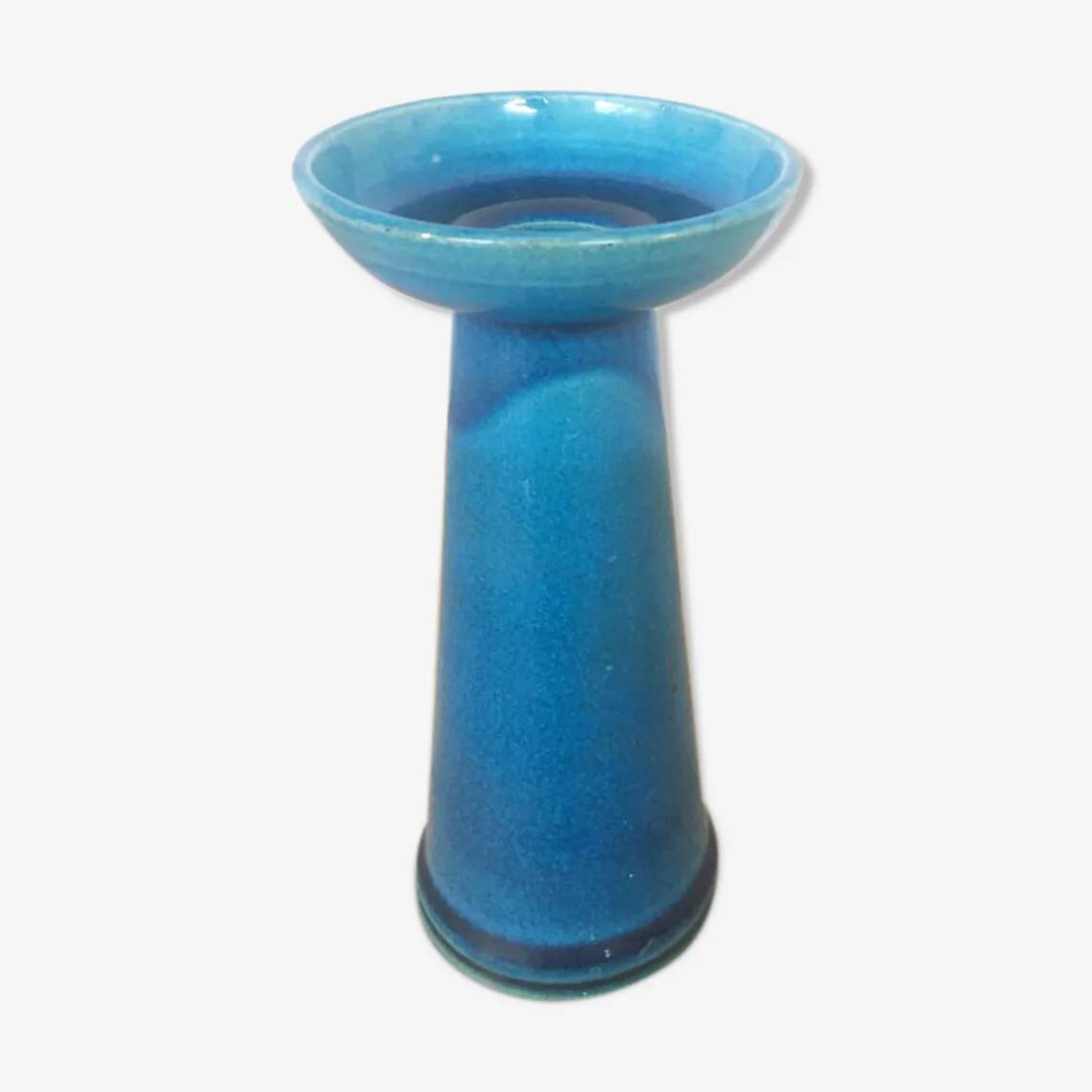 Royal blue ceramic Danish candle holder – 1970s