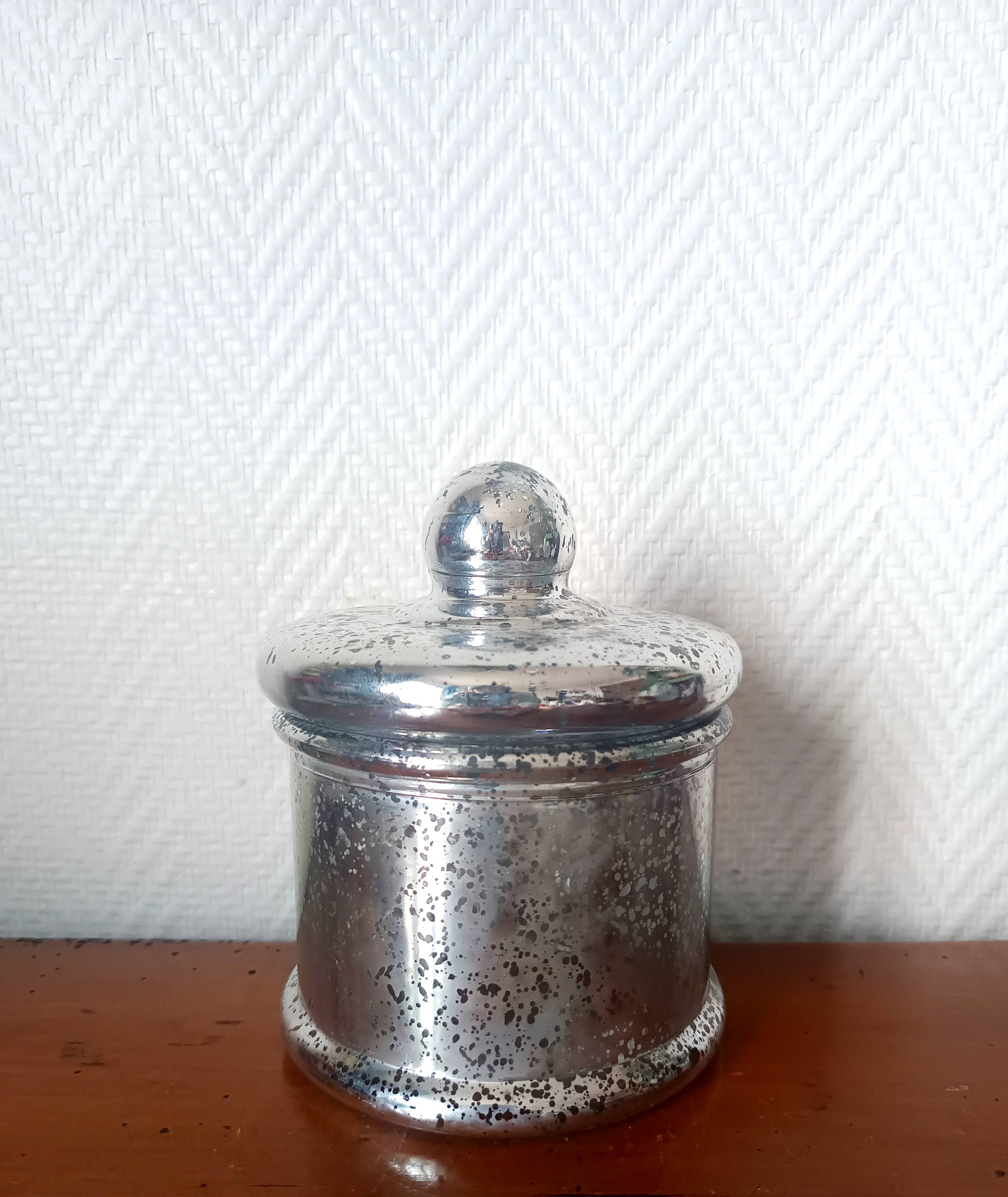 Vintage candy dish in reverse-painted glass