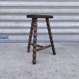 Turned wooden tripod stool