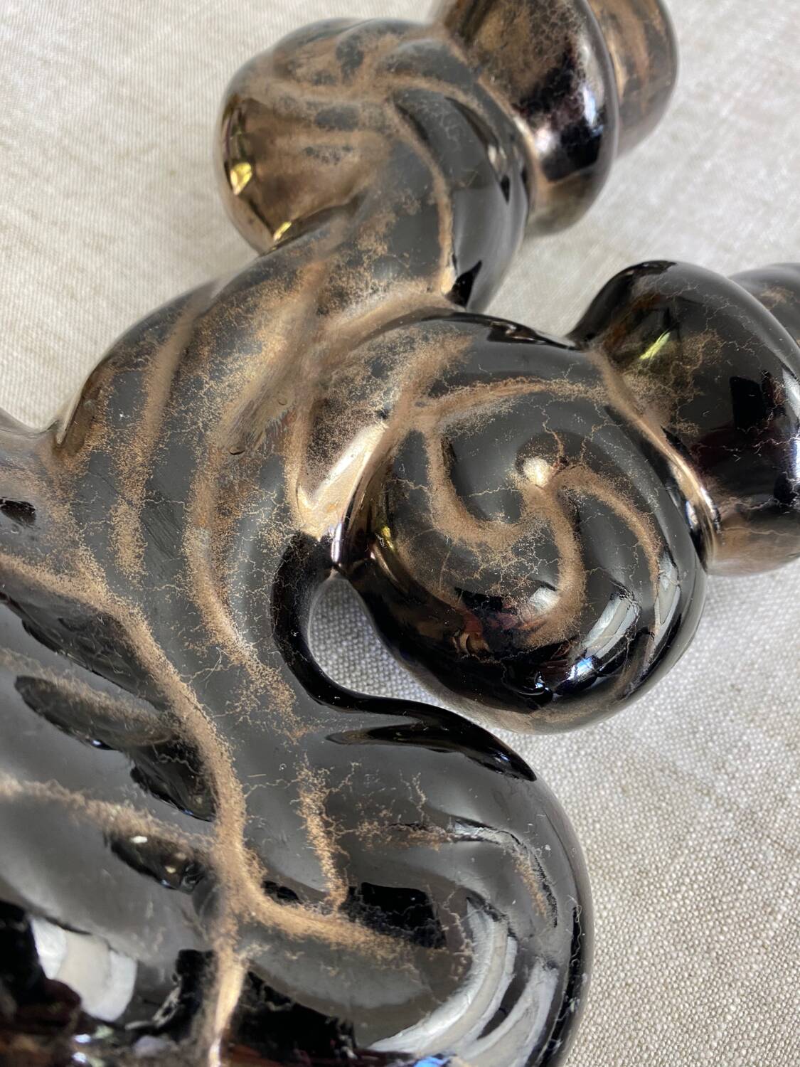 Pair of Vallauris iridescent ceramic candle holders
