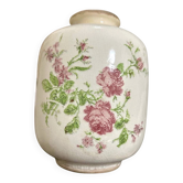 Cracked earthenware vase – Floral rose decoration – Transferware style