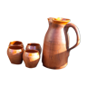 Decanter and 4 ceramic & leather cups, 1950 from Artesania Raymon, Spain