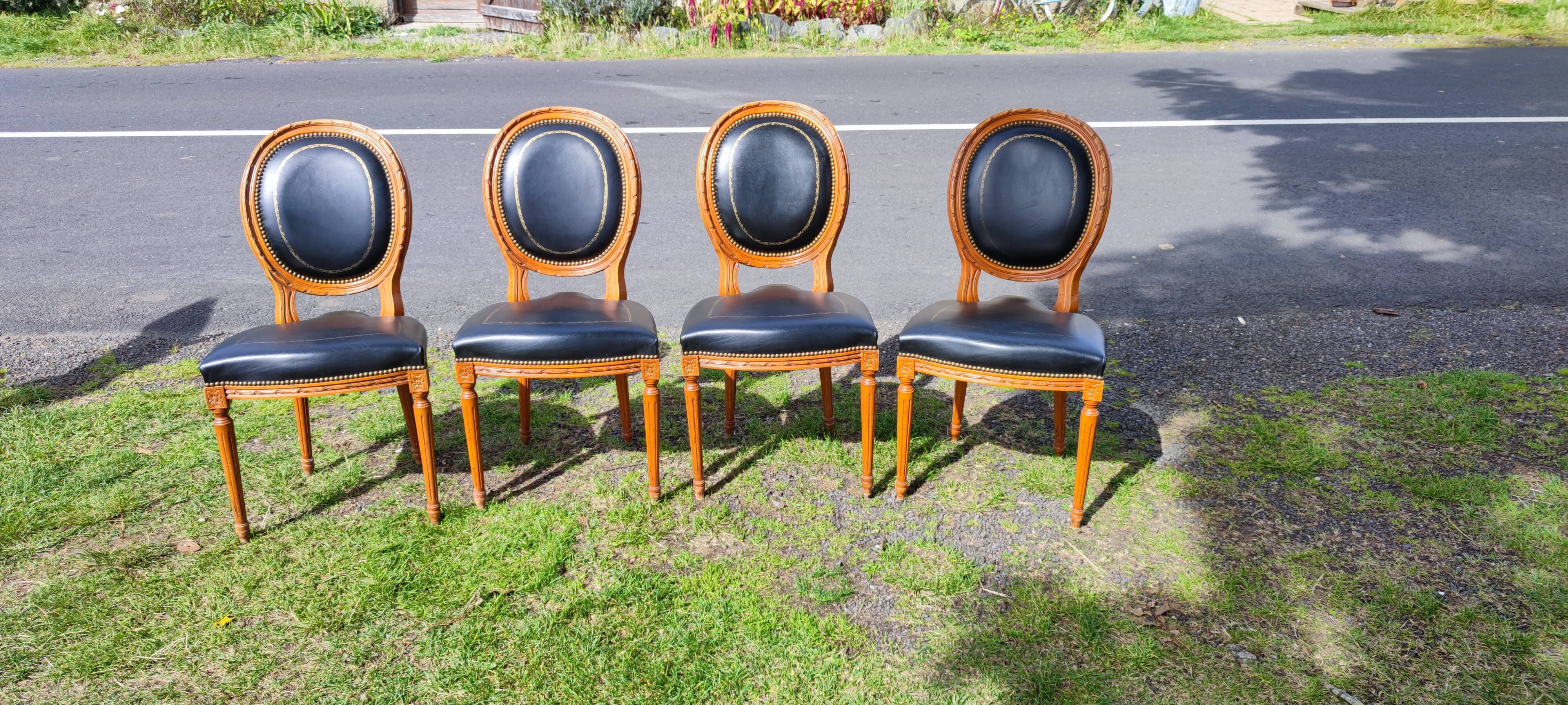 4 Louis XVI medallion chairs
